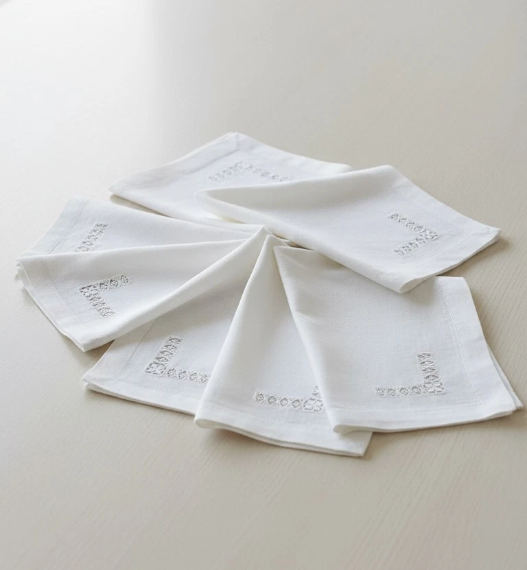 Linen Dinner Napkin 18X18 White with Hemstitched by Decorating Touch, Set of 12 - Image 2 of 4