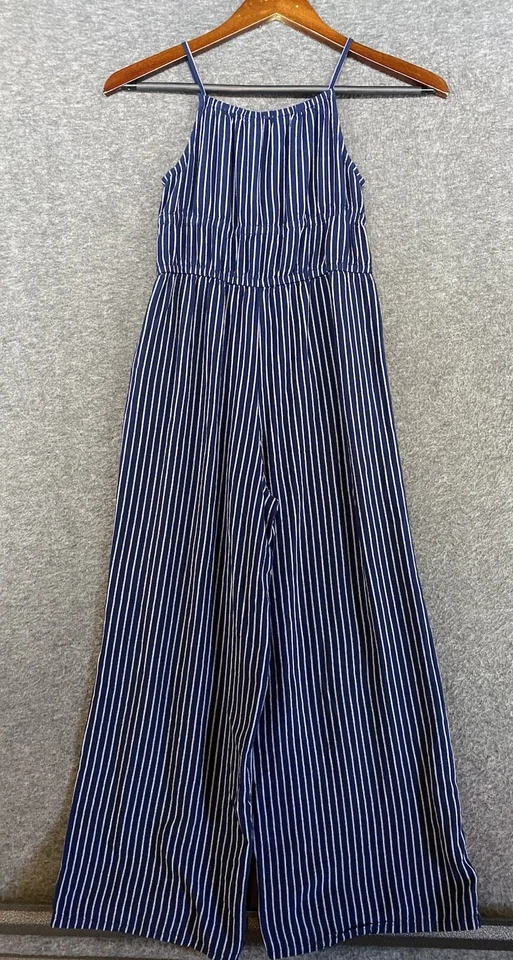 H&M Girls Youth Sleeveless Navy Blue & White Striped Pants Romper Size US 12 - Image 4 of 4