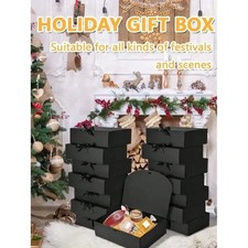 1/5PCS Black Gift Box with Lid & Ribbon Bridesmaid Best Man Proposal Favors