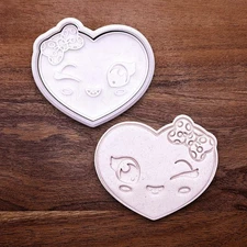 Cute Heart Cookie Cutter with Stamp – Baby Shower Baking Fondant Craft Mold