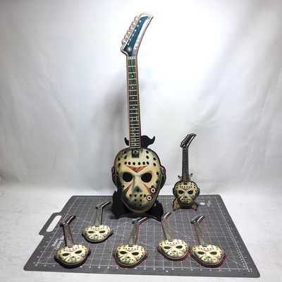 Horror hockey mask laser cut art guitar display horror movie 9x27 slasher