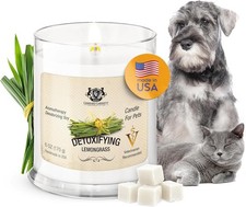Aromatherapy Deodorizing Soy Pet Candle w/ Detoxifying Lemongrass Effective 6 oz