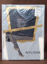 1 Pair Vintage Simply Divine Seamless Nylon Stockings Midnight Black Sz 9.5 NEW