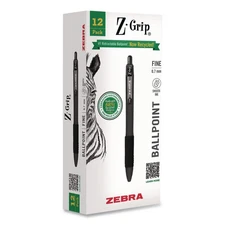Zebra 20710 Z-Grip Medium 0.7 mm Ballpoint Pen - Blk Ink/Blk Barrel (1-DZ) New