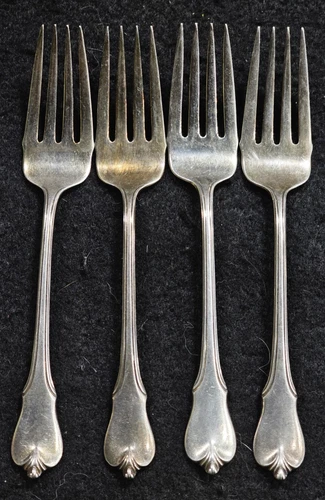WALLACE GRAND COLONIAL, STERLING SILVER, 5.2OZ, SET OF 4 FORKS, 4 TINE, NO MONO