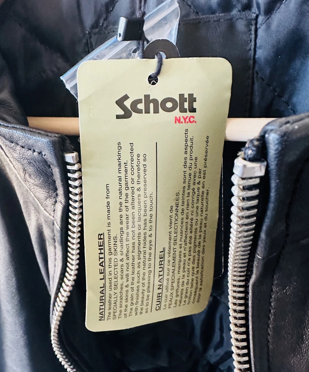 Chaqueta de cuero Schott NYC para hombre LC BREAKER M PIEL DE CORDERO MEDIANA NUEVA CON ETIQUETAS NEGRA