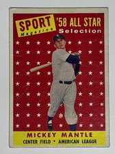 Mickey Mantle - 1958 Topps #487 ALL STAR - New York Yankees - VG - Low Grade