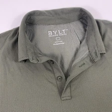 BYLT Polo Shirt Mens Large Green Micro Dot Performance Stretch Golf Casual