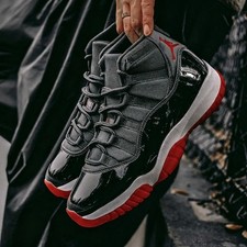 Men's Jordan 11"Bred"Retro Black Red High Top Basketball Shoes FV5104-006US Size