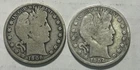 1906 & 1902 Barber Half Dollar Silver Coins 50C Lot of 2 Circulated