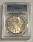 1922 Silver Peace Dollar $1 - PCGS MS 63