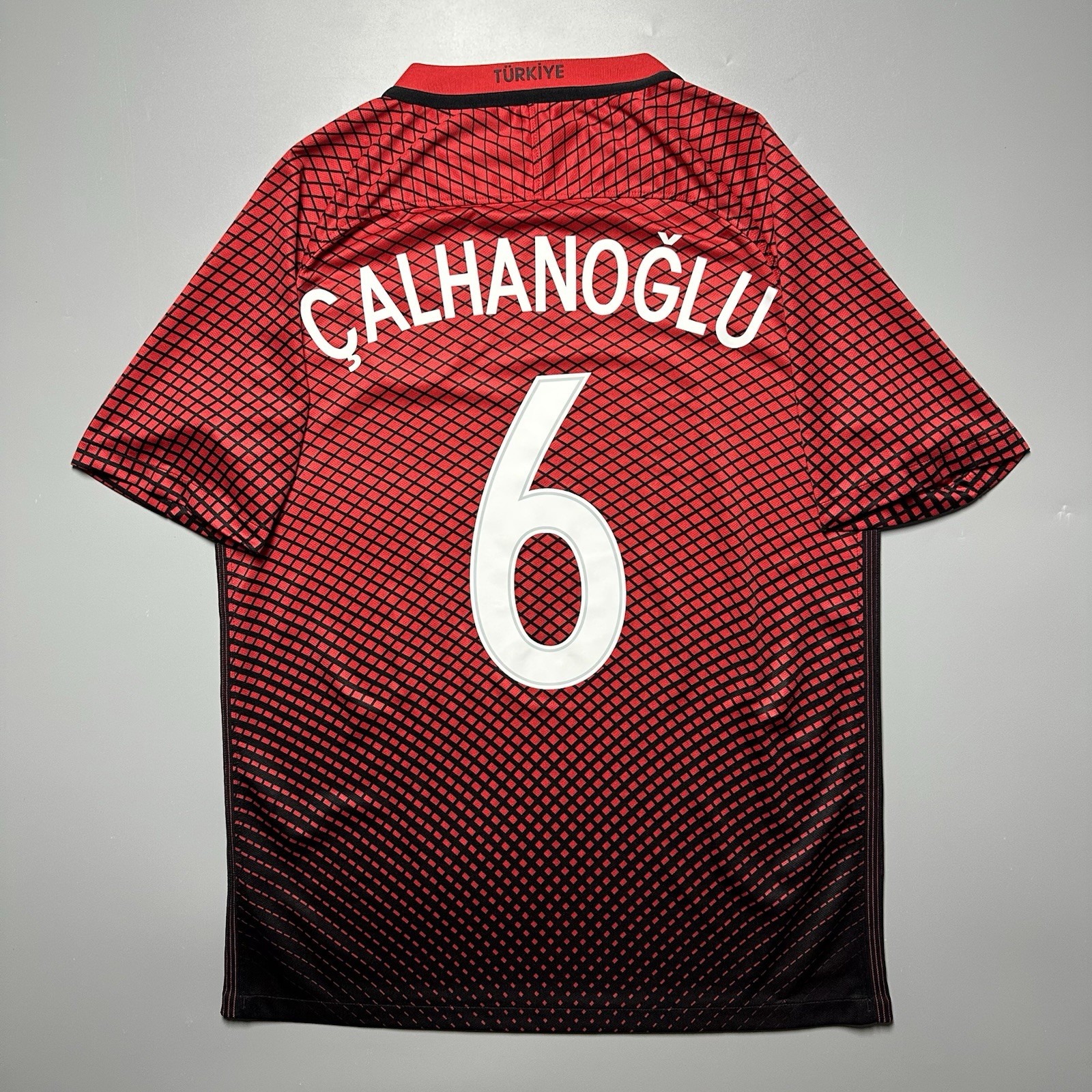 TURKEY NIKE 2016 EURO FOOTBALL HOME JERSEY #6 CALHANOGLU SIZE “M” 724638-010