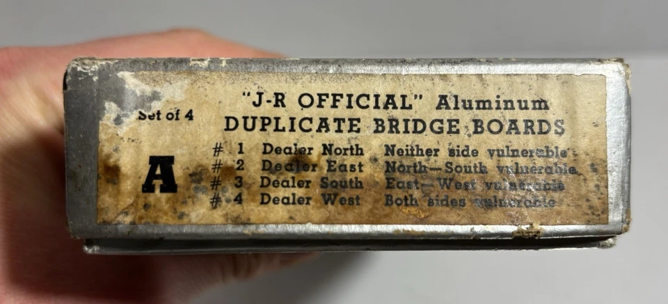 Vintage J-R Official Aluminum Duplicate Bridge Boards Set A 1-4 USED GOOD SHAPE - Image 2 of 4