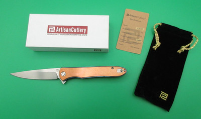 Artisan Cutlery 1707C D2 Copper Flipper Liner Lock Folding Pocket Knife Box #2