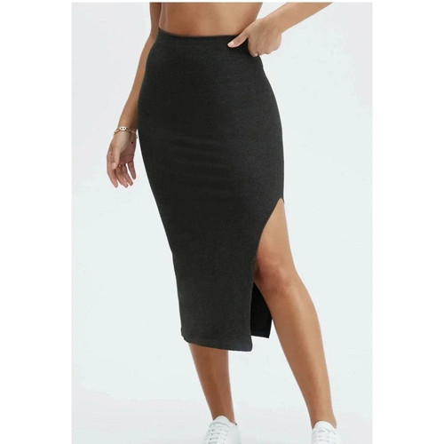 Fabletics High-Waisted Ribbed Seamless Skirt - Black - Sz S - NEW - MSRP $49.95