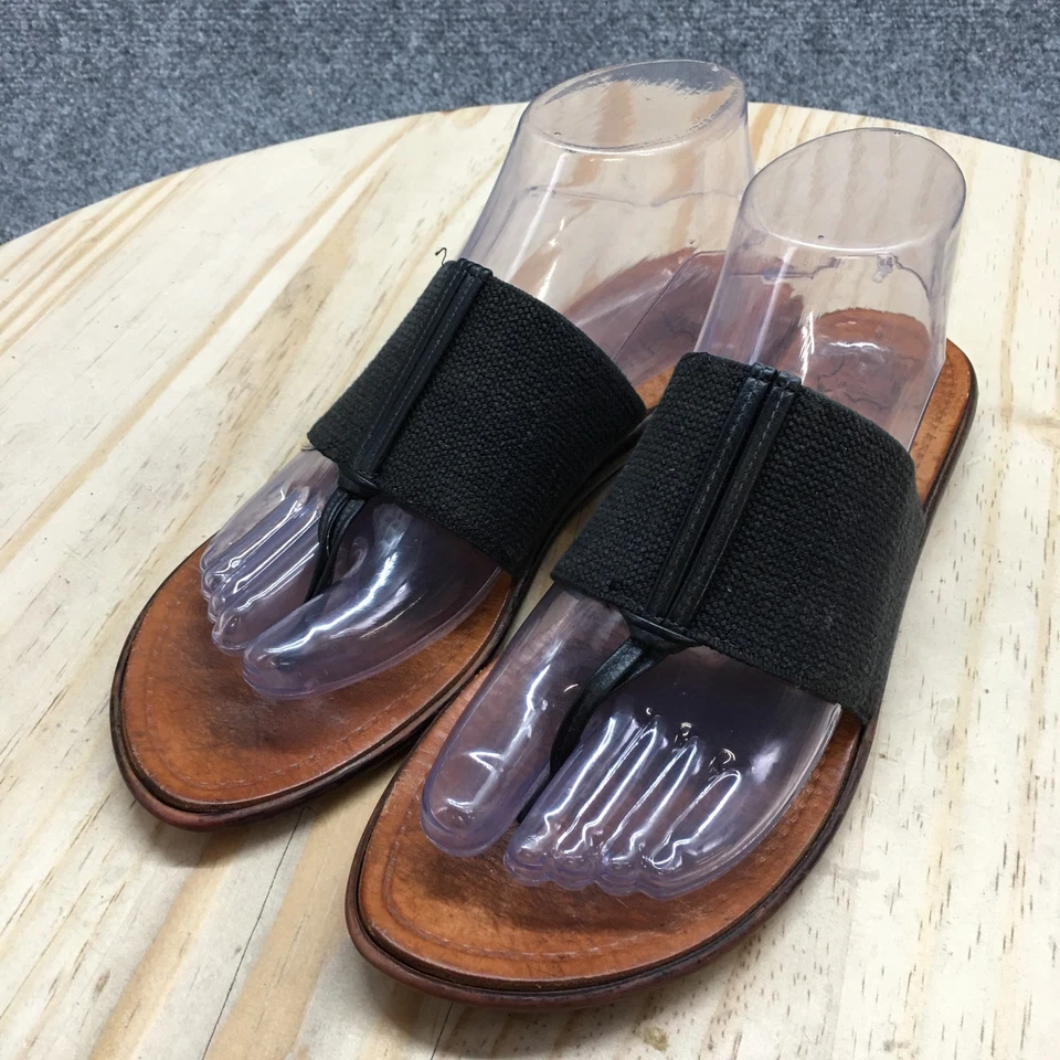 Callisto of California Sandals Womens 10 Slip On Slides Black Leather Comfort - image 3 of 4