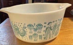 Pyrex #473 Amish Butterprint White With Blue 1qt Cassero Dish No Lid