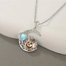 NEW: Jewelry Charming Halloween Pumpkin Kittens Pendant Necklace 17.72 Inches