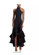Aqua Dresses Women's Black Racerback Ruffle Hem Gown Dress Size 8