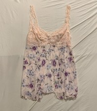 Vintage Victoria s Secret Floral Lace Babydoll Top M/L Y2K Cottagecore Lingerie