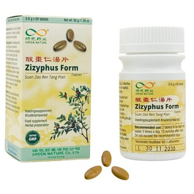 Suan Zao Ren Tang Pian-Zizyphus Form TCM Kräuterformel Green Nature 60 Tabletten