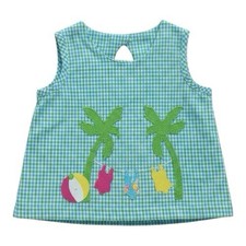 Vintage Greggy Girl Girls Gingham Palm Tree Applique Top Size 6X USA Made