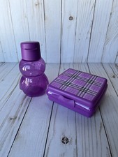 Nuevo Tupperware Mini Botella Eco Diseño Pingüino Púrpura 350ml 12oz y lonchera.