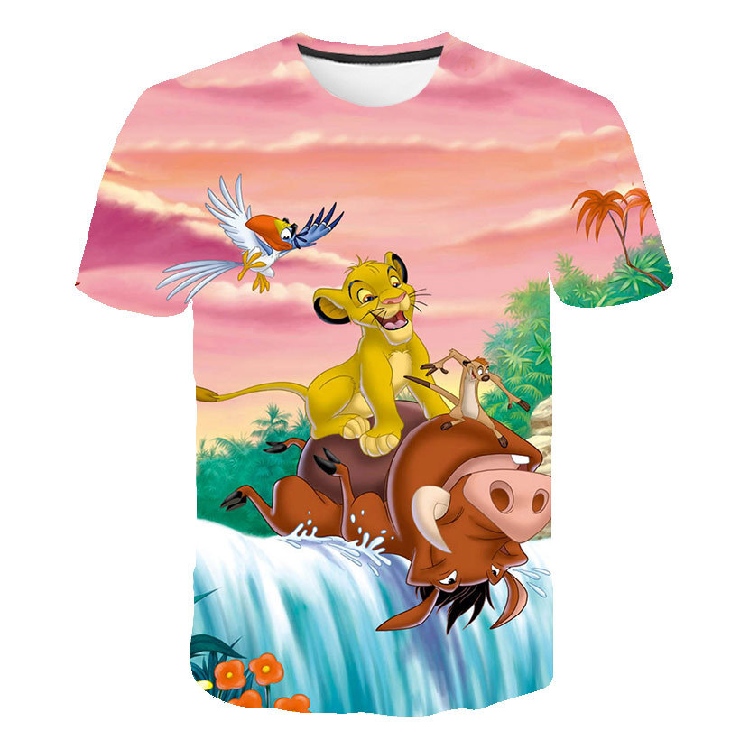 Kids the Lion King Short Sleeve Casual 3D Print Boys Girls Tshirt Xmas