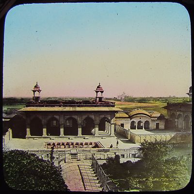 Glas Magische Laterne Dia FORT UND PALAST VON AKBAR UM 1890 FOTO INDIEN