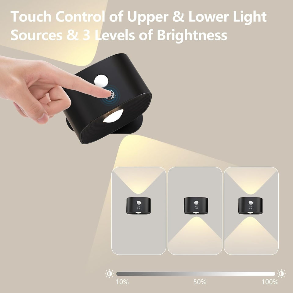 Wall Sconces Up&Down Night Light Source Motion Sensor Cordless LED ...