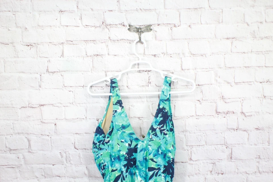 LL Bean Women's Shaping Swimwear Tanksuit Hot Coral Watercolor Floral Print 22W - Image 4 of 4