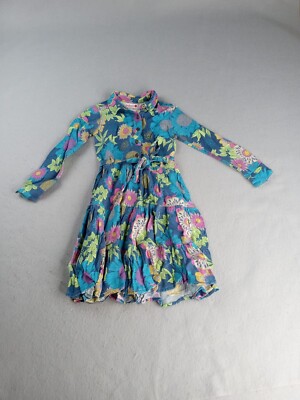 BOBOLI Girl's Dress Cotton Blend Multi Color Floral Long Sleeve Jumper Size 4T