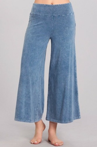 Mineral Wash Cropped Wide-Leg Pants 