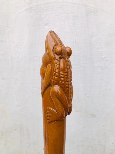 Elegant Frog Head Design Handle Victorian Handmade Wooden Walking Stick Cane