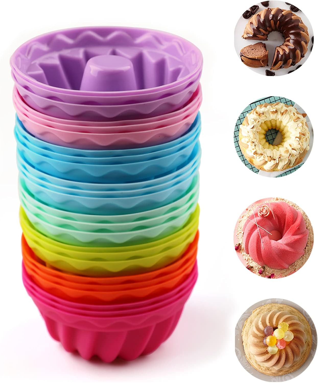 Gugelhupfform Silikon 24 Stück Gugelhupf Backform Cupcake Ø 6,5Cm, Höhe 3,5 Cm