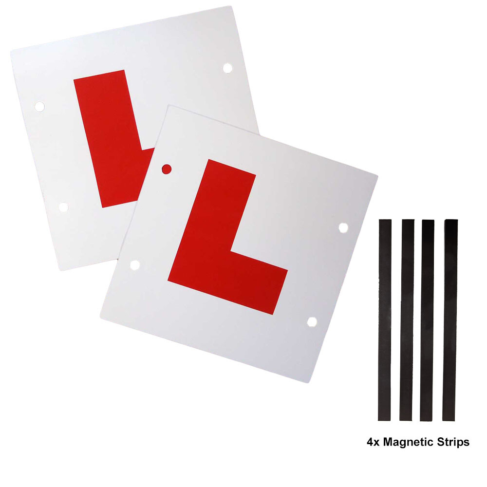 2X New Driver L Plates Magnetic Strips / Stick On & Tie On Driver Test L-Plates