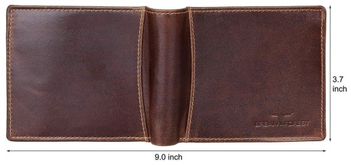 NEW Brown Leather Men's Wallet Bi-fold RFID Blocking Premium Quality - Picture 3 of 6