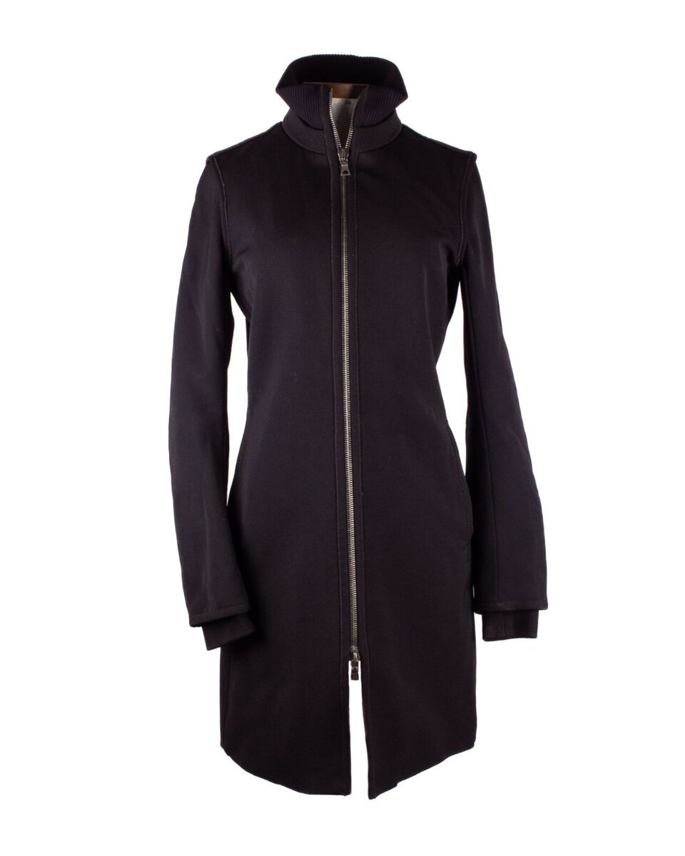 Prada Black Nylon Blend Double Zipper High Collar Coat size Prada Black Nylon Blend Double Zipper High Collar Coat size