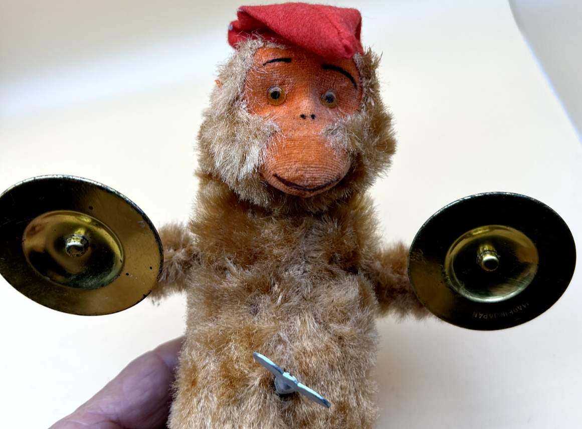 Vintage Wind Up Toy Monkey With Cymbals Alps Made In Japan Not
