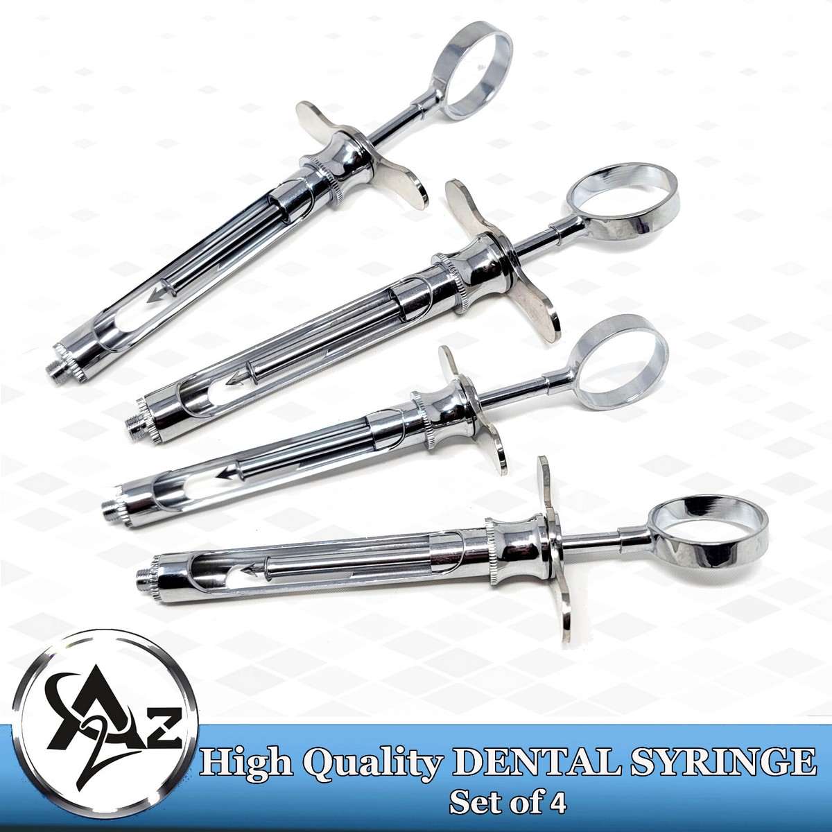 Set Of 2 German Stainless Steel Dental Aspirating Syringes - 1.8cc Capacity