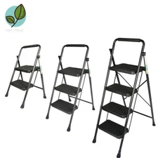 Pedal Sturdy Steel Ladder Folding Step Stool with Tool Platform Wide Anti-Slip