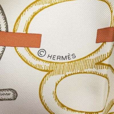 エルメス　カレ90 Do Re Boucles ホワイト Hermes Scarf Stole Do Re Boucles White Chain Accessory Silk