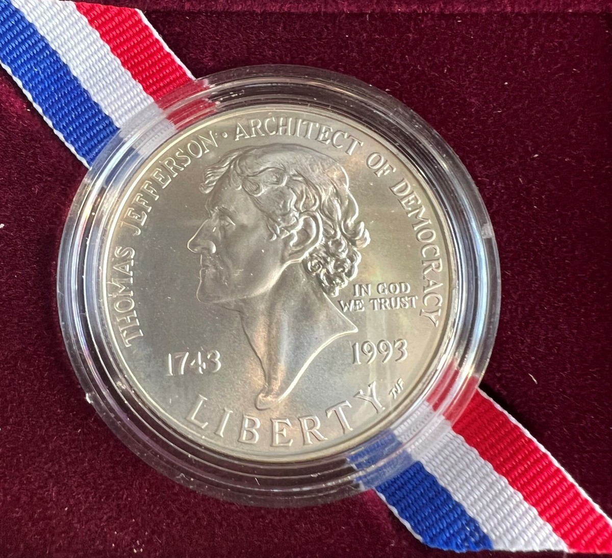 1993-P $1 The Thomas Jefferson 250th Anniversary Silver