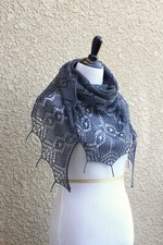 Knit shawl with beads, lace shawl in grey color, gifr for her