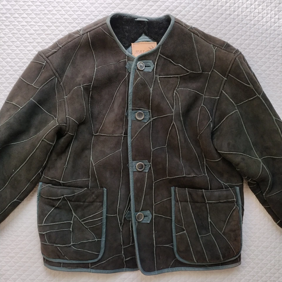 Chaqueta De Colección Issey Miyake Años 80 90 Cuero Real Patchwork Verde Profundo Talla M Foto 2 de 4