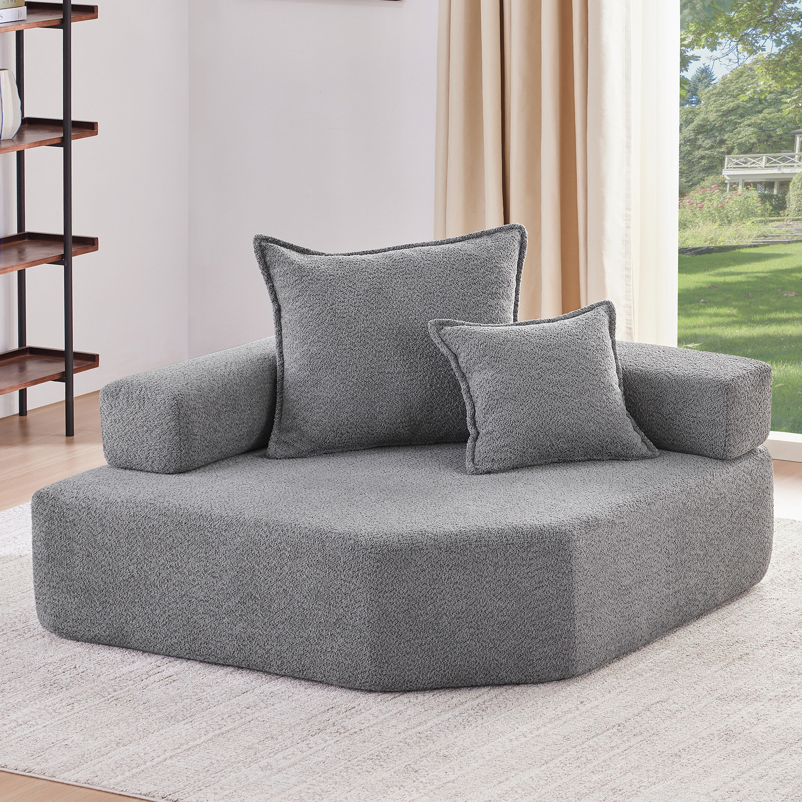 Luxury Boucle Floor Corner Frame for Oversized U-Shaped Sectional Sofa
