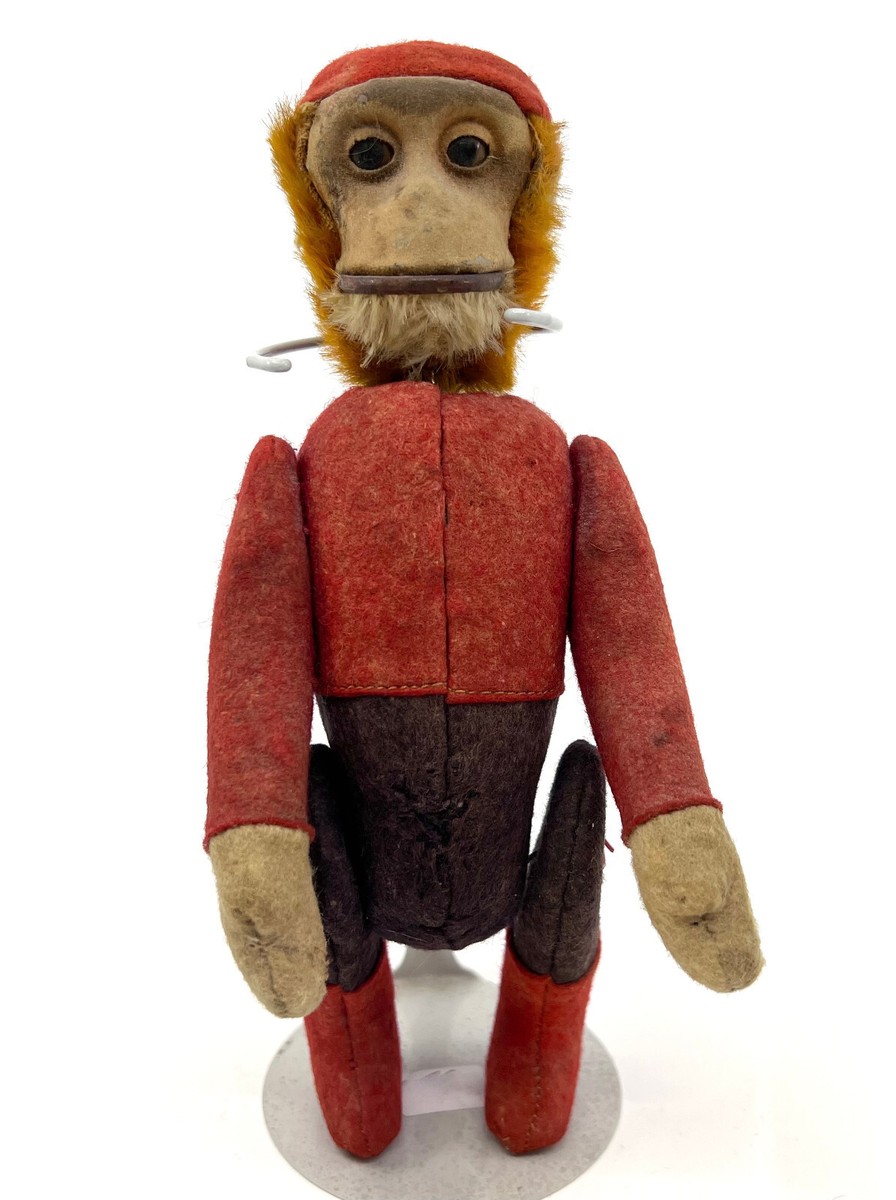 Schuco Yes No Bellhop Monkey 1920s Felt Mohair over Metal