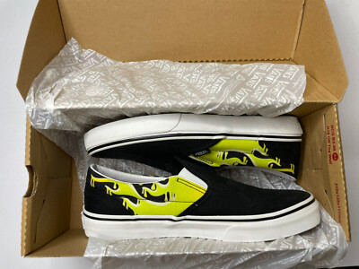 Vans Black Slime Flame Slip On Classic Kids  Youth Size 7 (New With Box)