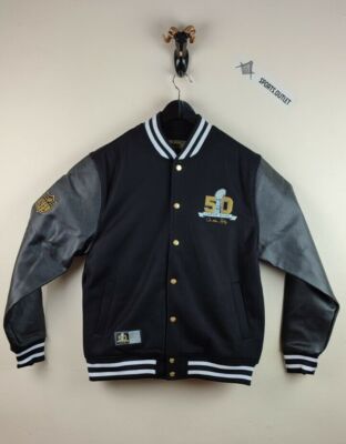 NFL SUPER BOWL ON THE FIFTY LIMITED EDITION 50 PATCH LETTERMAN JACKE L XL XXL