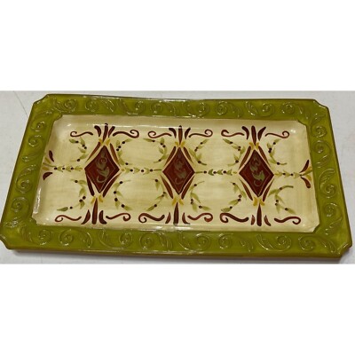 Certified International Kate McRastie Ceramic Platter Rectangular 18-in X  10-in